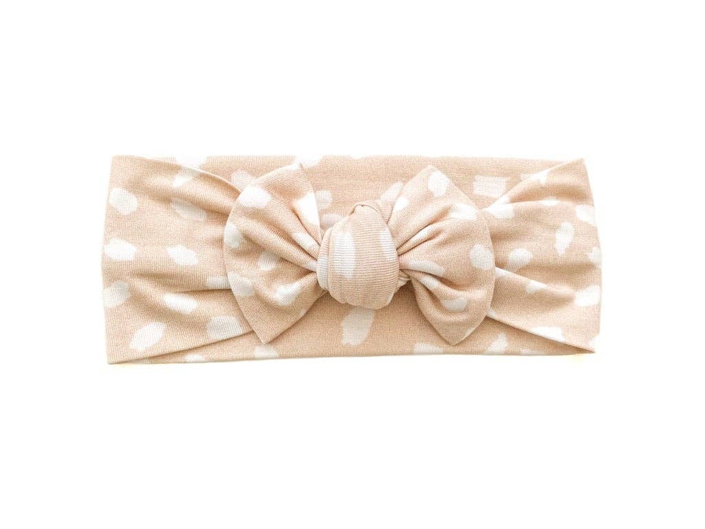 Sand and White Spotted Bow Headband