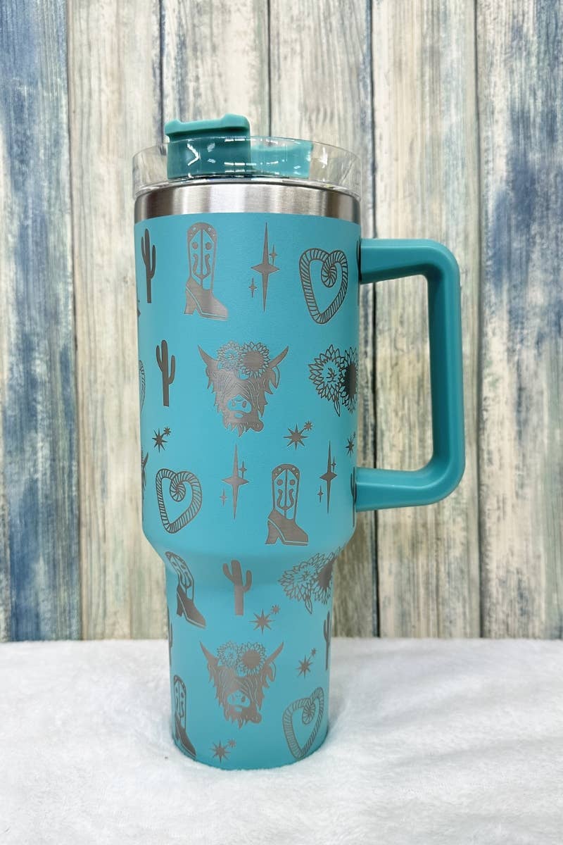 WESTERN STAINLESS STEEL TUMBLERS CUP 40oz: TURQUOISE