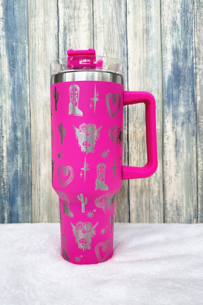 WESTERN STAINLESS STEEL TUMBLERS CUP 40oz: HOT PINK