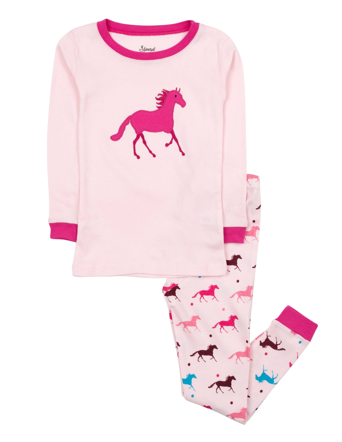 Kids Two Piece Cotton Pajamas Print Horses and Unicorns